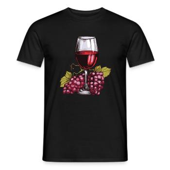 Wine Glass Grapes Wine - Men's T-Shirt - black - Front - AI Model Male 178 light (178cm)