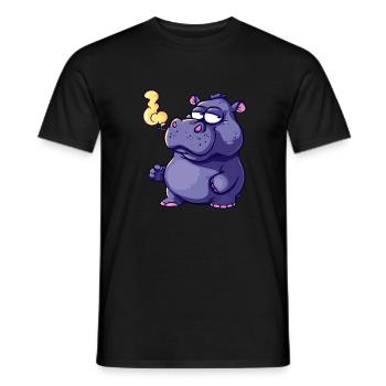 Hippopotamus Smoker Smoke Joint - Men's T-Shirt - black - Front - AI Model Male 178 light (178cm)