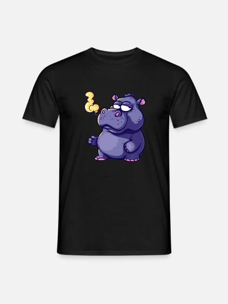 Nilpferd Raucher Smoke Joint - Männer T-Shirt - Schwarz