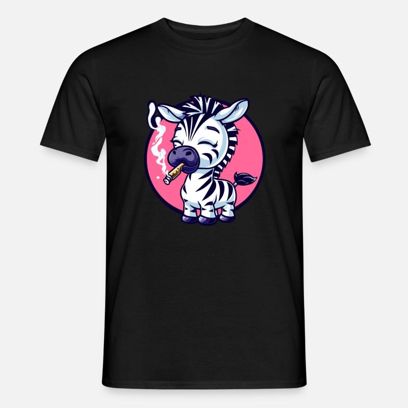 Zebra Raucher Smoke Joint - Männer T-Shirt - Schwarz
