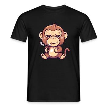 Affe Raucher Smoke Joint - Männer T-Shirt - Schwarz - Vorne - AI Model Male 178 light (178cm)