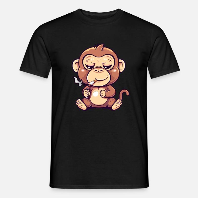 Affe Raucher Smoke Joint - Männer T-Shirt - Schwarz