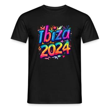 Ibiza 2024 Colorful Holidays - Men's T-Shirt - black - Front - AI Model Male 178 light (178cm)