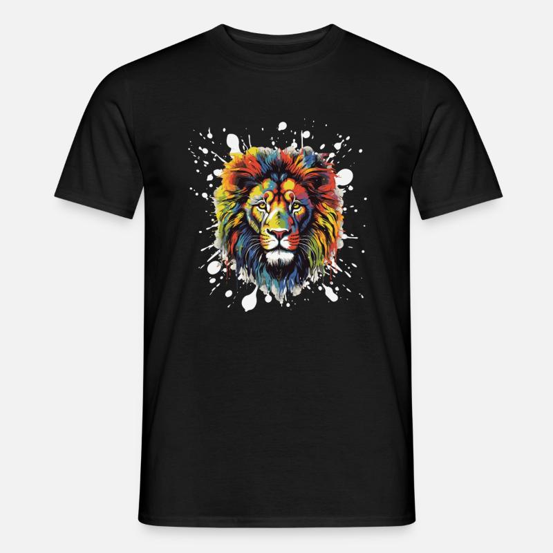 Löwe Pop Art Kopf - Männer T-Shirt - Schwarz
