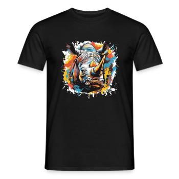 Rhinoceros Pop Art Head - Men's T-Shirt - black - Front - AI Model Male 178 light (178cm)