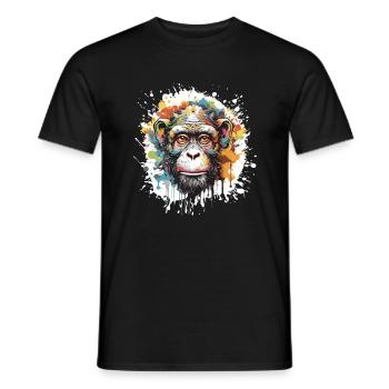 Monkey Pop Art Head - Men's T-Shirt - black - Front - AI Model Male 178 light (178cm)