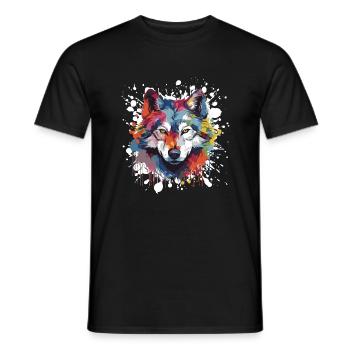 Wolf Pop Art Kopf - Männer T-Shirt - Schwarz - Vorne - AI Model Male 178 light (178cm)