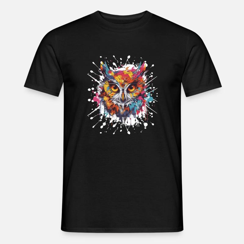Eule Pop Art Kopf - Männer T-Shirt - Schwarz