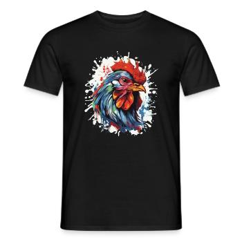 Hahn Pop Art Kopf - Männer T-Shirt - Schwarz - Vorne - AI Model Male 178 light (178cm)
