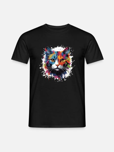 Cat Symbol Pop Art Head - Men's T-Shirt - black