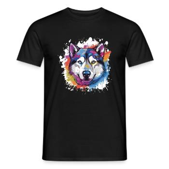 Husky Dog Pop Art Head - Men's T-Shirt - black - Front - AI Model Male 178 light (178cm)