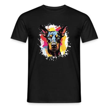 Doberman Dog Pop Art Head - Men's T-Shirt - black - Front - AI Model Male 178 light (178cm)