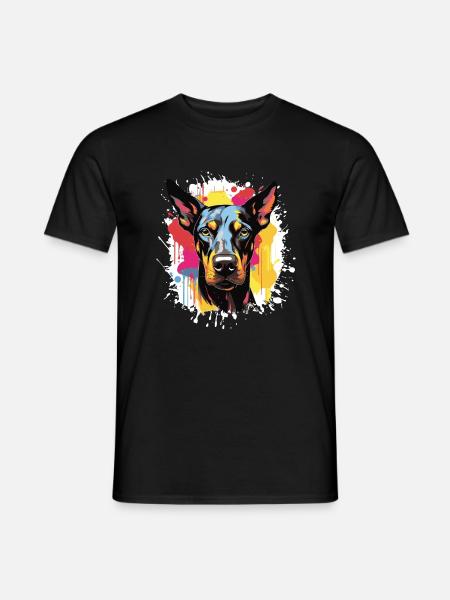 Doberman Dog Pop Art Head - Men's T-Shirt - black