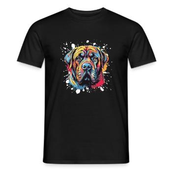 Mastiff Hund Pop Art Kopf - Männer T-Shirt - Schwarz - Vorne - AI Model Male 178 light (178cm)
