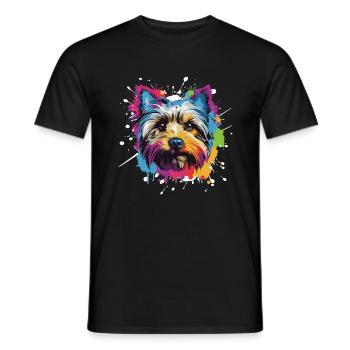 Yorkshire Terrier chien Pop Art tête - T-shirt homme - noir - Devant - AI Model Male 178 light (178cm)