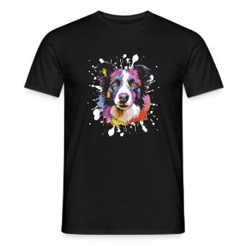 Border Collie Dog Pop Art Head - Men's T-Shirt - black - Front - AI Model Male 178 light (178cm)