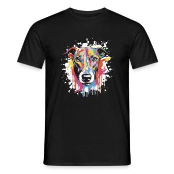 Tête de chien lévrier Pop Art - T-shirt homme - noir - Devant - AI Model Male 178 light (178cm)
