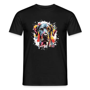 Great Dane Dog Pop Art Head - Men's T-Shirt - black - Front - AI Model Male 178 light (178cm)