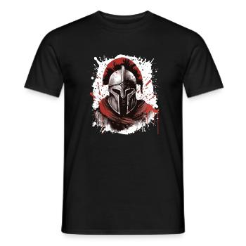 Casque Spartiate Guerrier Tête de Sparte - T-shirt homme - noir - Devant - AI Model Male 178 light (178cm)