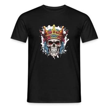 Crâne Roi Couronne Squelette Pop Art - T-shirt homme - noir - Devant - AI Model Male 178 light (178cm)