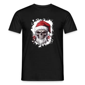 Père Noël tête de mort Pop Art - T-shirt homme - noir - Devant - AI Model Male 178 light (178cm)