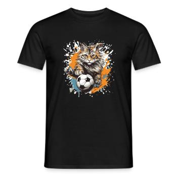 Cat Soccer Sports Team - Men's T-Shirt - black - Front - AI Model Male 178 light (178cm)