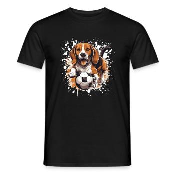 Beagle Dog Soccer Sports Team - Men's T-Shirt - black - Front - AI Model Male 178 light (178cm)