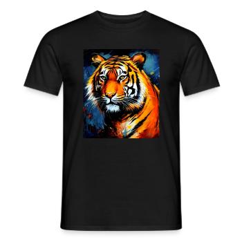 Tiger Portrait - Männer T-Shirt - Schwarz - Vorne - AI Model Male 178 light (178cm)
