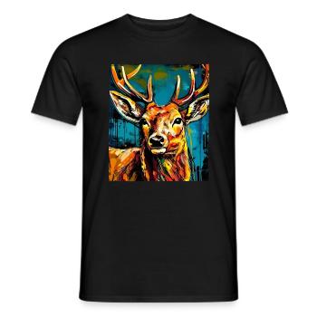 Portrait de cerf - T-shirt homme - noir - Devant - AI Model Male 178 light (178cm)