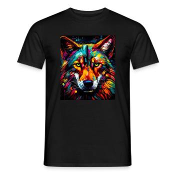 Portrait de loup - T-shirt homme - noir - Devant - AI Model Male 178 light (178cm)