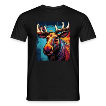 Portrait d’orignal - T-shirt homme - noir - Devant - AI Model Male 178 light (178cm)