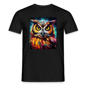 Portrait de hibou - T-shirt homme - noir - Devant - AI Model Male 178 light (178cm)