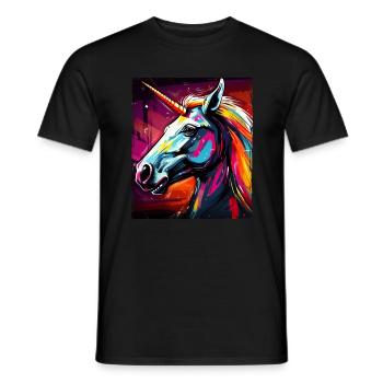 Einhorn Portrait - Männer T-Shirt - Schwarz - Vorne - AI Model Male 178 light (178cm)