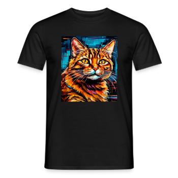 Portrait de chat - T-shirt homme - noir - Devant - AI Model Male 178 light (178cm)