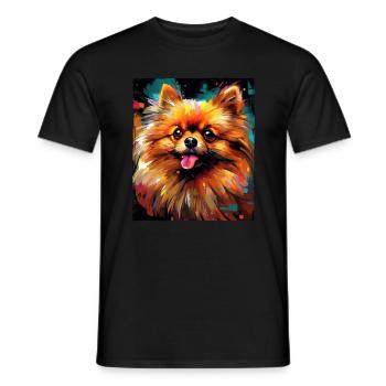 Pomeranian Hund Portrait - Männer T-Shirt - Schwarz - Vorne - AI Model Male 178 light (178cm)