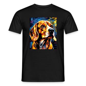 Beagle Dog Portrait - Men's T-Shirt - black - Front - AI Model Male 178 light (178cm)