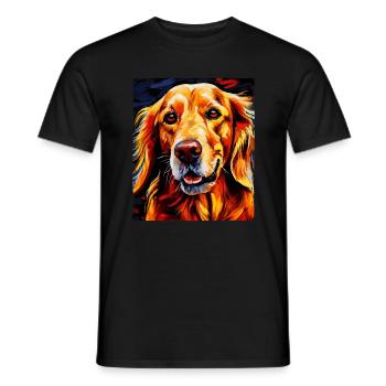 Portrait de chien Golden Retriever - T-shirt homme - noir - Devant - AI Model Male 178 light (178cm)