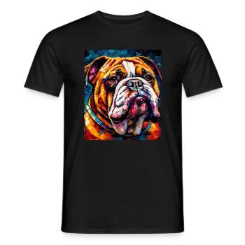 Bulldog Dog Portrait - Men's T-Shirt - black - Front - AI Model Male 178 light (178cm)