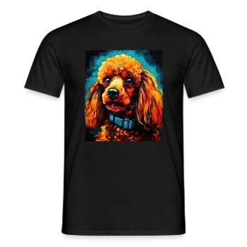 Portrait de chien caniche - T-shirt homme - noir - Devant - AI Model Male 178 light (178cm)