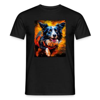 Border Collie Hund Portrait - Männer T-Shirt - Schwarz - Vorne - AI Model Male 178 light (178cm)