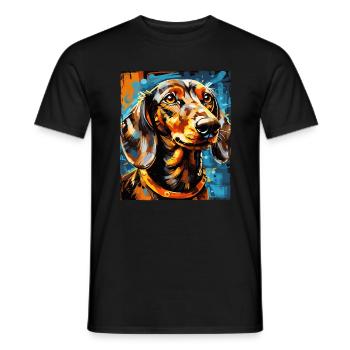 Teckel Chien Portrait Teckel - T-shirt homme - noir - Devant - AI Model Male 178 light (178cm)