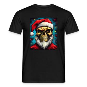 Santa Claus Skull - Men's T-Shirt - black - Front - AI Model Male 178 light (178cm)
