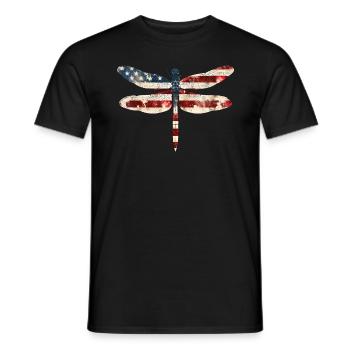 American Flag Dragonfly Patriotic 4th of July - Men's T-Shirt - black - Front - AI Model Male 178 light (178cm)