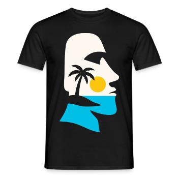 Vacation beach lovers Island in Moai Silhouette - Men's T-Shirt - black - Front - AI Model Male 178 light (178cm)