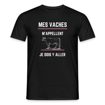 Mes vaches m'appellent - T-shirt homme - noir - Devant - AI Model Male 178 light (178cm)