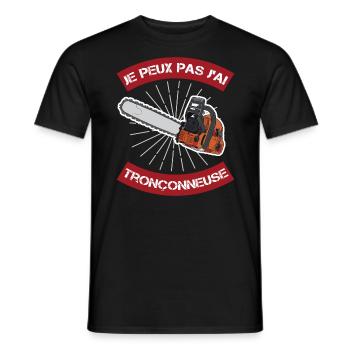 tronçonneuse | cadeau marrant bûcheron - T-shirt homme - noir - Devant - AI Model Male 178 light (178cm)