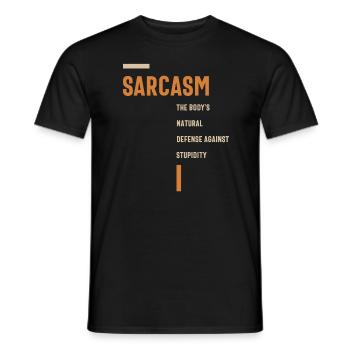 Sarcasm the Defense Against Stupidity Funny - Men's T-Shirt - black - Front - AI Model Male 178 light (178cm)