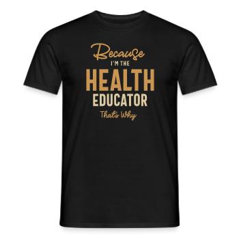 Éducateur en santé Emploi Profession Travailleur d’anniversaire - T-shirt homme - noir - Devant - AI Model Male 178 light (178cm)