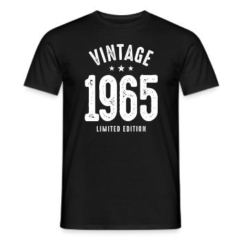 Vintage né en 1965 - 57ème anniversaire Rétro Classic - T-shirt homme - noir - Devant - AI Model Male 178 light (178cm)