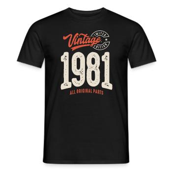 Vintage né en 1981 - 41ème anniversaire Retro - T-shirt homme - noir - Devant - AI Model Male 178 light (178cm)